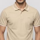 Men's Beige Polo Neck Polo T-Shirt, गहरा पीला, small