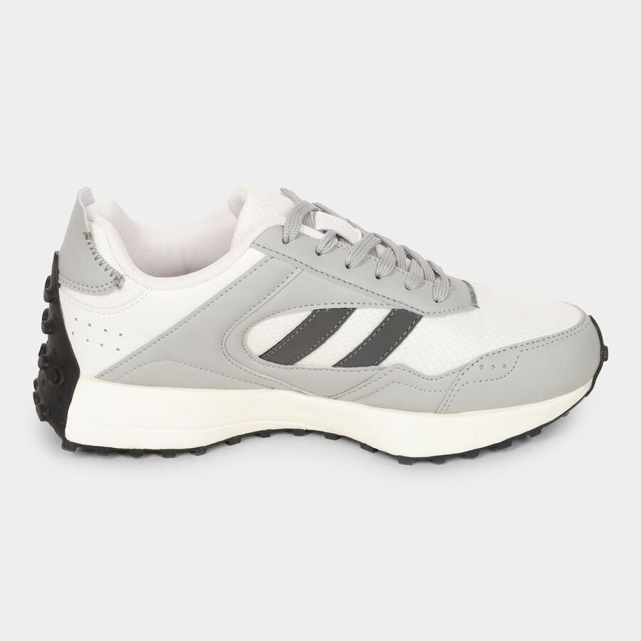 Men's Grey Lace-Up Sneakers, Grey, large