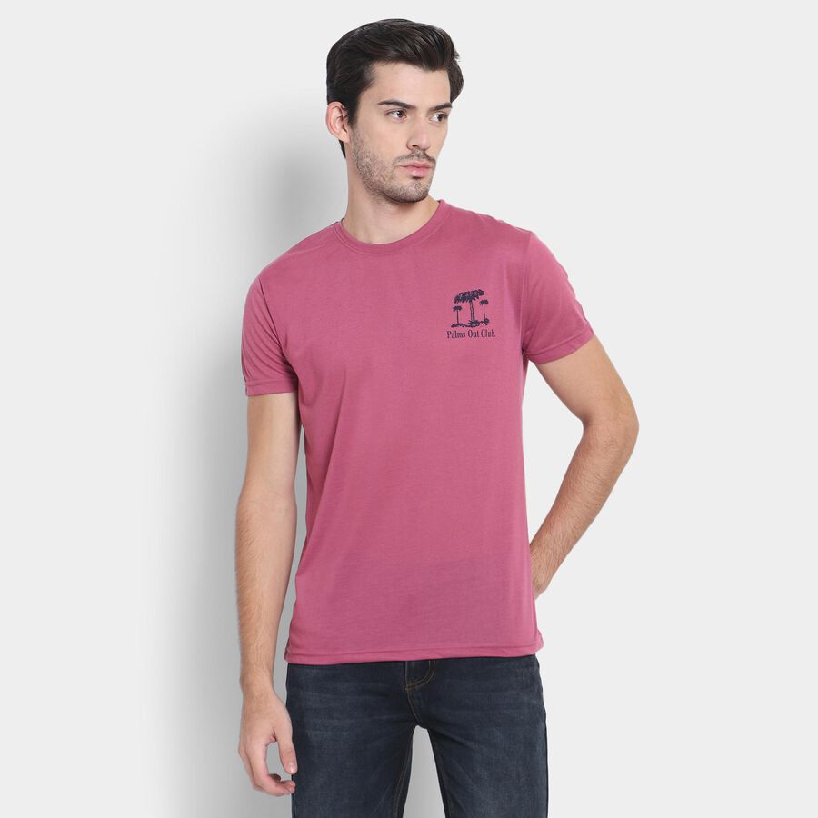 Men's Round Neck Half Sleeves T-Shirt , Coral, large image number null