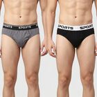 Men's Black Regular Fit Solid Briefs, काला, small