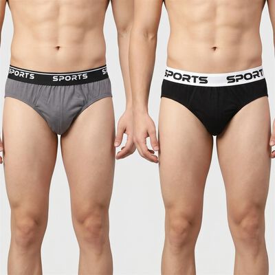 Men's Black Regular Fit Solid Briefs