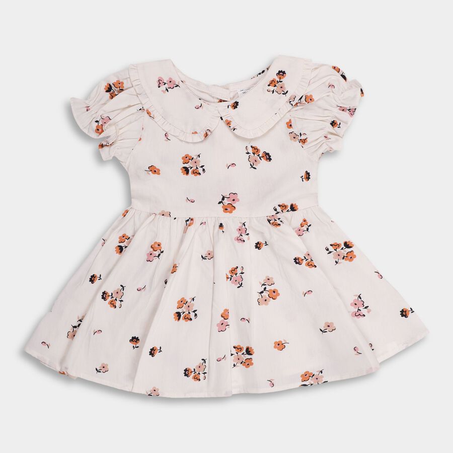 Infant Girls' 100% Cotton Frock , सफ़ेद, large image number null