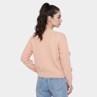 Women's Pink Round Neck Button-Front Cardigan, Pink, small