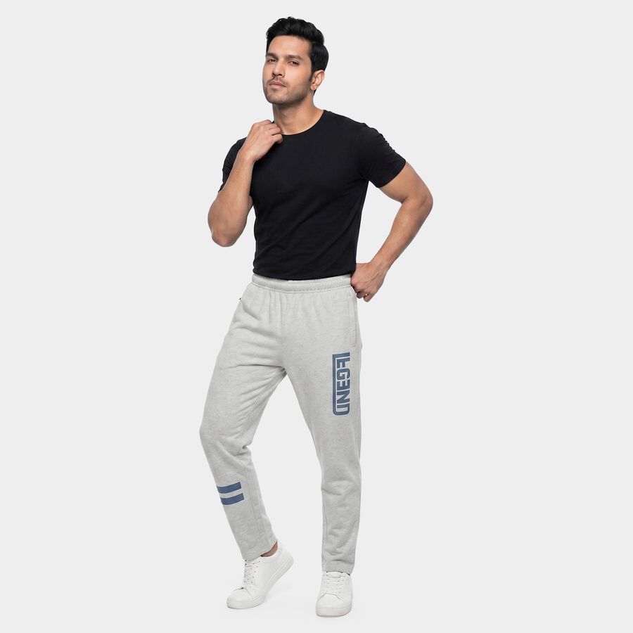 Men's Ecru Melange Straight Fit Track Pants, एक्रू मिश्रित, large