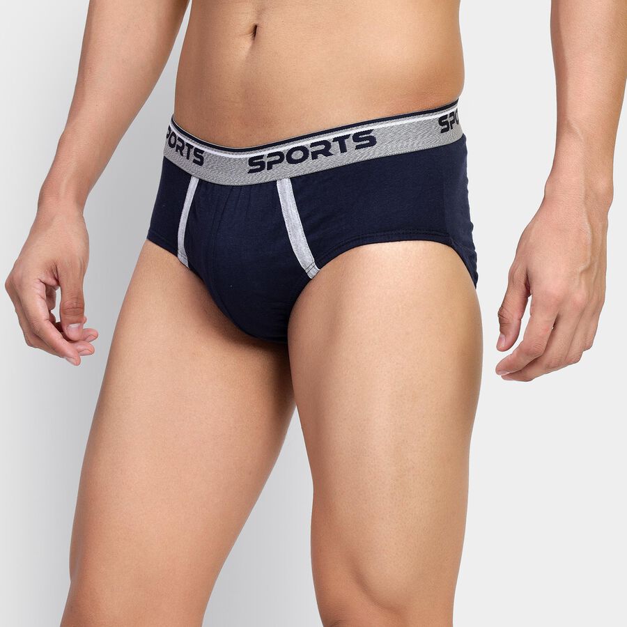Men's 100% Cotton Briefs , नेवी ब्लू, large
