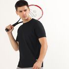 Men's Jet Black Crew Neck Athleisure T-Shirt, Black, small image number null