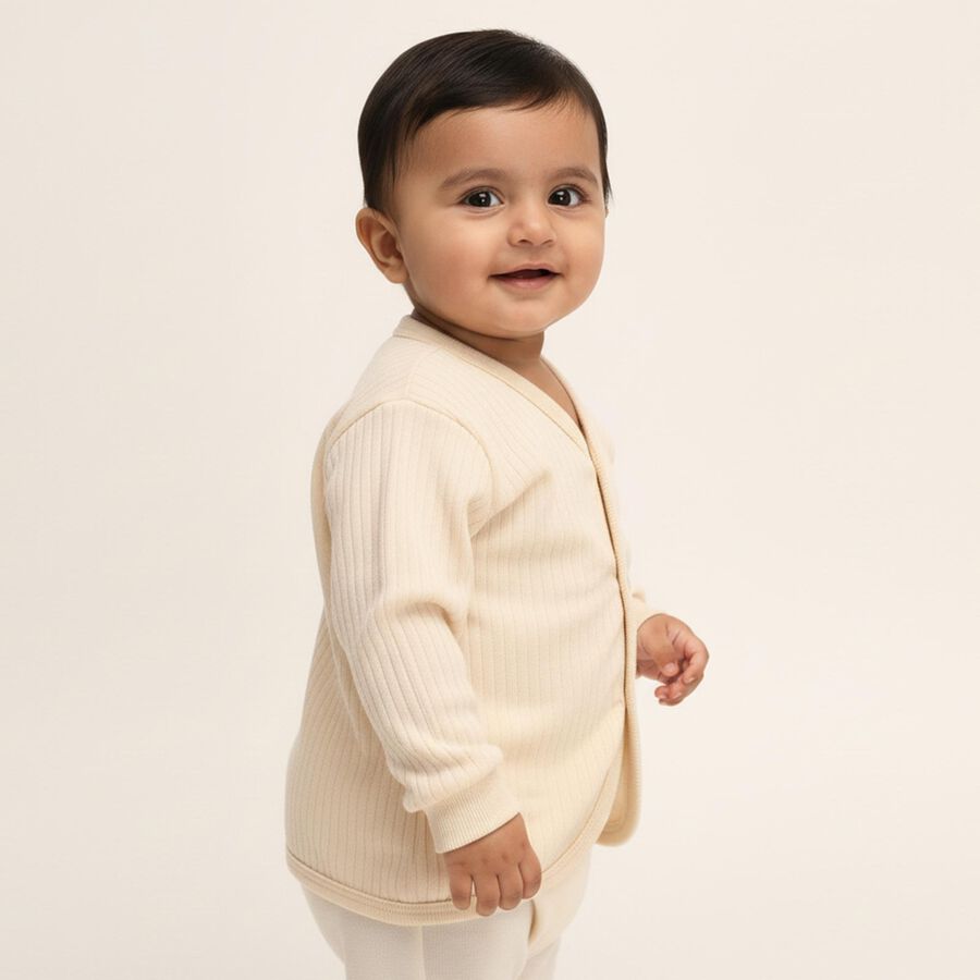 Infants Beige Full Sleeve Thermal, गहरा पीला, large image number null
