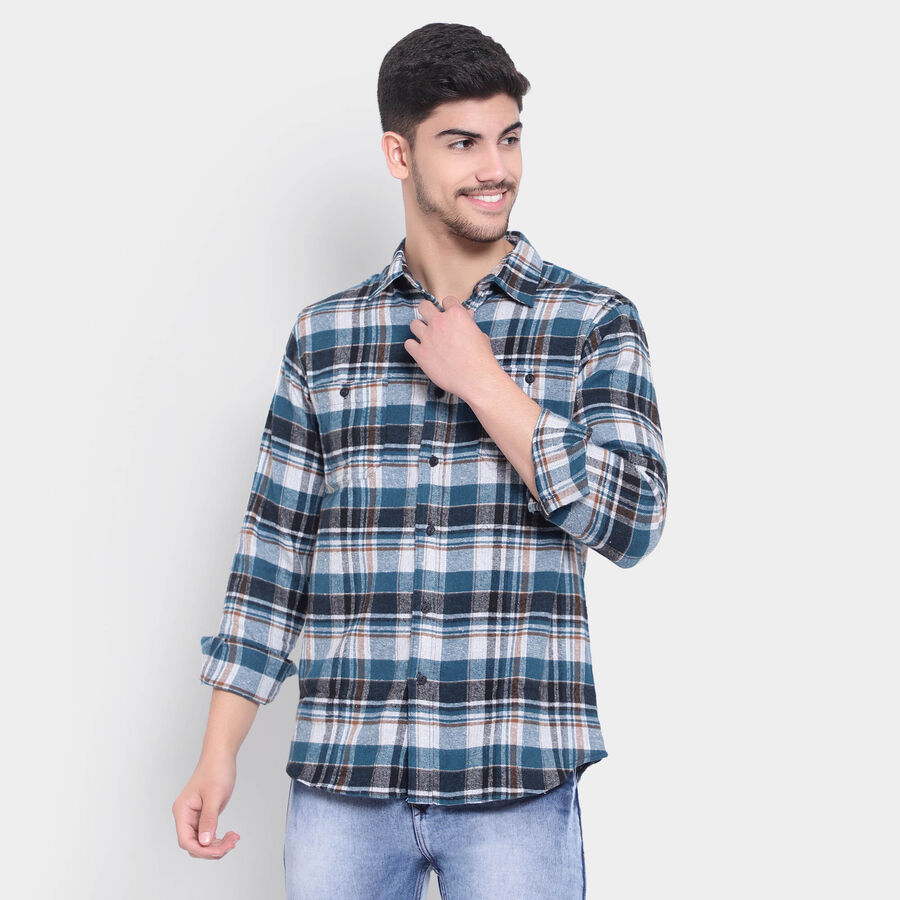 Checks Casual Shirt, Teal Blue, large image number null