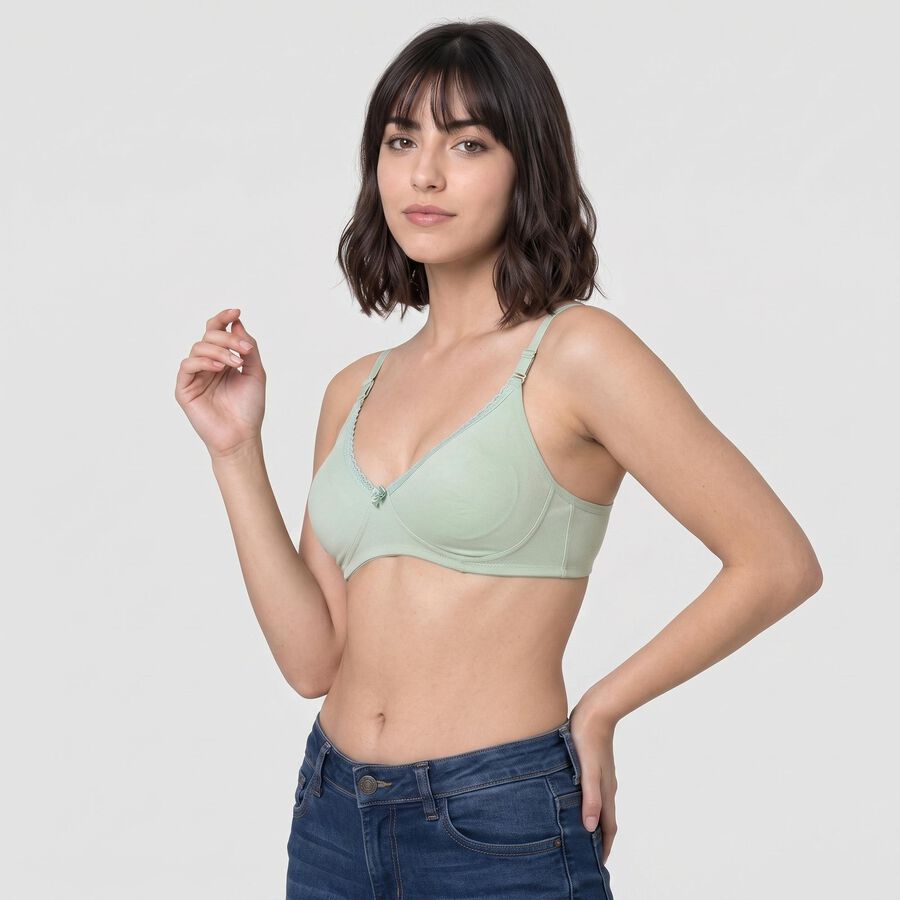 Women's Mint Green Cotton Blend Regular Bralette Bra, Light Green, large