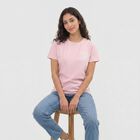 Women's Lilac Round Neck Regular T-Shirt, लाइलेक, small