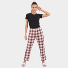 Women's Wine Straight Fit Checked Cotton Pyjama, Wine, small