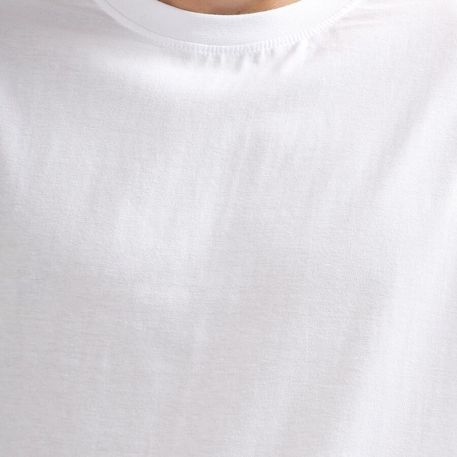 Men's 100% Cotton Round Neck Half Sleeves T-Shirt, White, large image number null