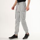 Men's Light Gray Slim Fit Cargo Jogger Trousers, हल्का ग्रे, small image number null