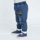 Infant Muted Denim Blue Relaxed Fit Embroidered Jeans, गहरा नीला, small image number null