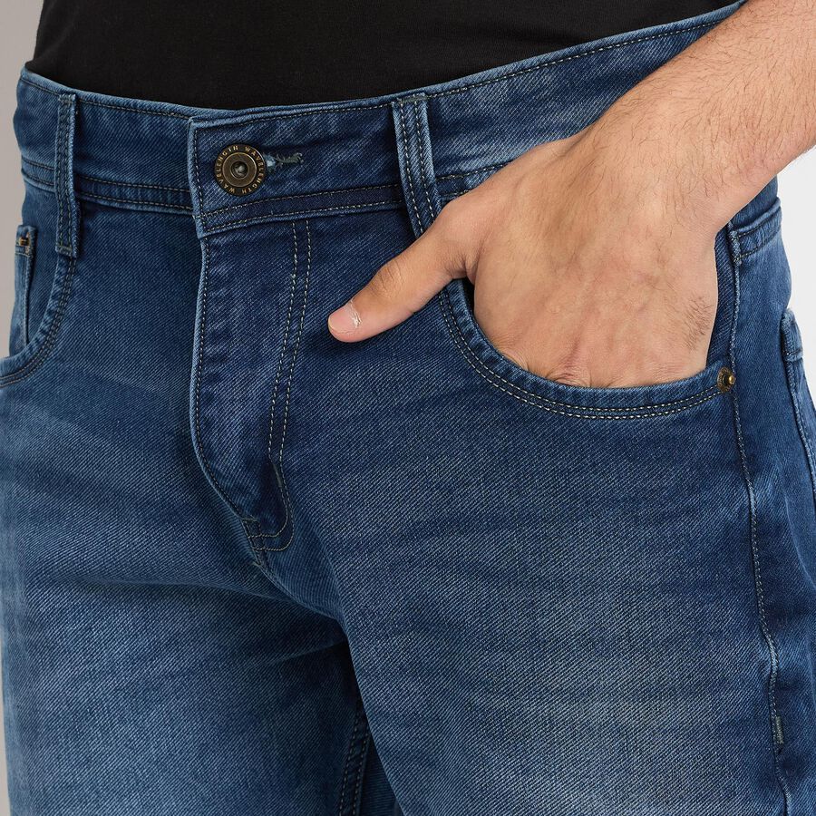 Men's Slim Fit Jeans , मध्यम नीला, large image number null