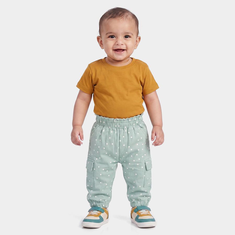 Infants' Mint Green Jogger Fit Polka Dot Cargo Pocket Pyjama, हल्का हरा, large
