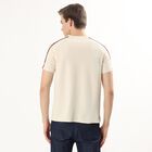 Men's Beige Round Neck Athleisure T-Shirt, Beige, small