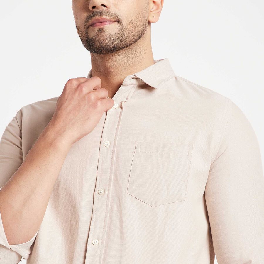 Solid Casual Shirt, Beige, large image number null