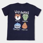 Kids' Navy Blue Cotton Round Neck Casual T-Shirt, Navy Blue, small image number null