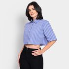 Ladies' 100% Cotton Shirt, Melange Blue, small image number null