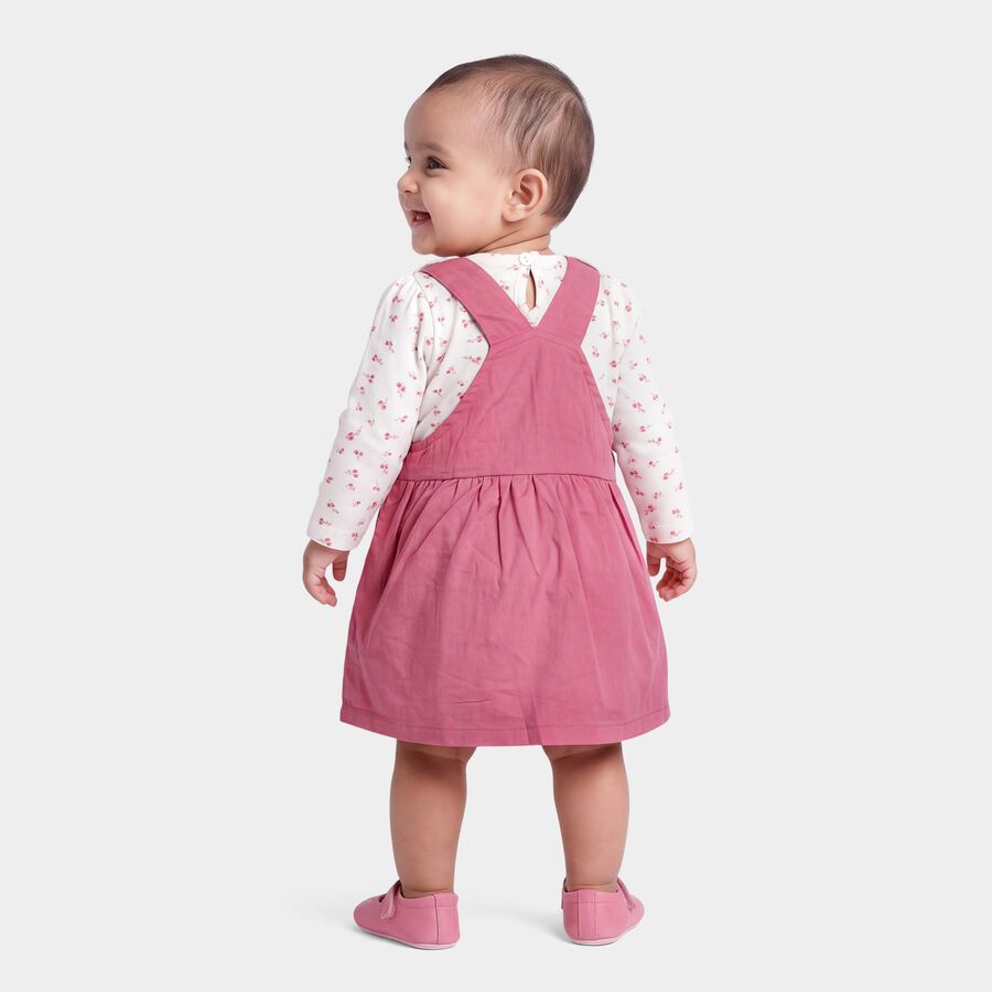 Girls' Purple Floral Embroidered Fit and Flare Frock, Purple, large