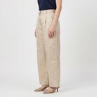 Women's Beige Wide-Leg Pleated Trousers, Beige, small