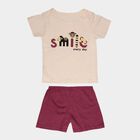 Infants' Purple Cotton Round Neck Printed Baba Suit, बैंगनी, small