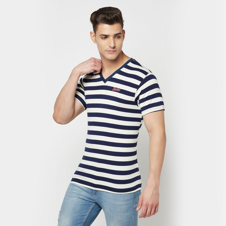 V Neck T-Shirt, Navy Blue, large image number null