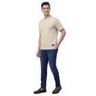 Men's Beige Polo Collar Athleisure Drifit T-Shirt, Beige, small