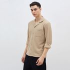 Men's Muted Beige Cuban Collar Casual Shirt, गहरा पीला, small image number null