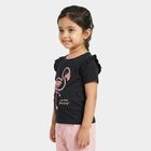 Girls Navy Blue Cotton Round Neck Regular T-Shirt, Navy Blue, small