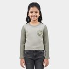Girls Off White Round Neck Regular Top, ऑफ व्हाइट, small