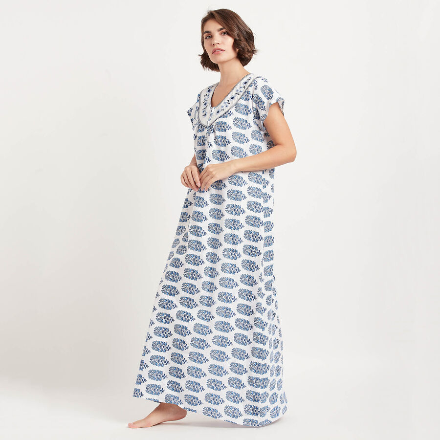 Printed Nighty, White, large image number null