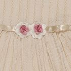 Infants' Soft Ivory Sleeveless Floral Embellished Party Frock, Beige, small image number null