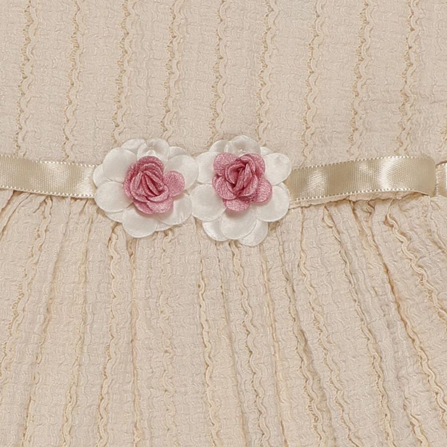 Infants' Soft Ivory Sleeveless Floral Embellished Party Frock, Beige, large image number null