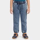Boys' Light Blue Jogger Fit Washed Jeans, मध्यम नीला, small