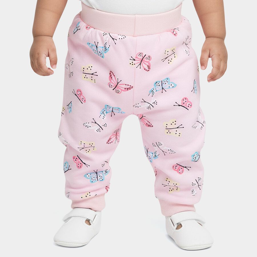 Infants Pink Regular-fit Butterfly Printed Pyjama, हल्का गुलाबी, large