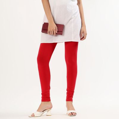 Women's Vibrant Red Cotton Blend Ankle-Length Churidar