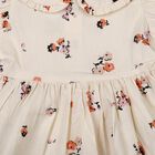 Girls' Cream Floral Print Puff Sleeve Frock, White, small