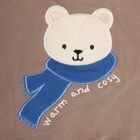 Infants' Muted Beige Cotton Crew Neck Casual Sweatshirt, गहरा पीला, small image number null