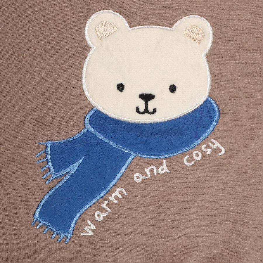 Infants' Muted Beige Cotton Crew Neck Casual Sweatshirt, गहरा पीला, large image number null