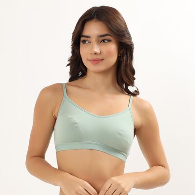 Women's Soft Mint Green Scoop Neck Basic Bra