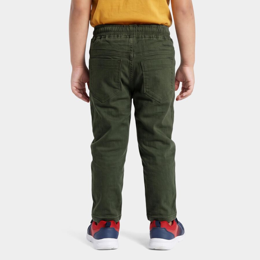 Boys' Olive Green Drawstring Jeans, ओलिव, large