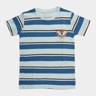 Boys Blue Cotton Round Neck Casual T-Shirt, मध्यम नीला, small