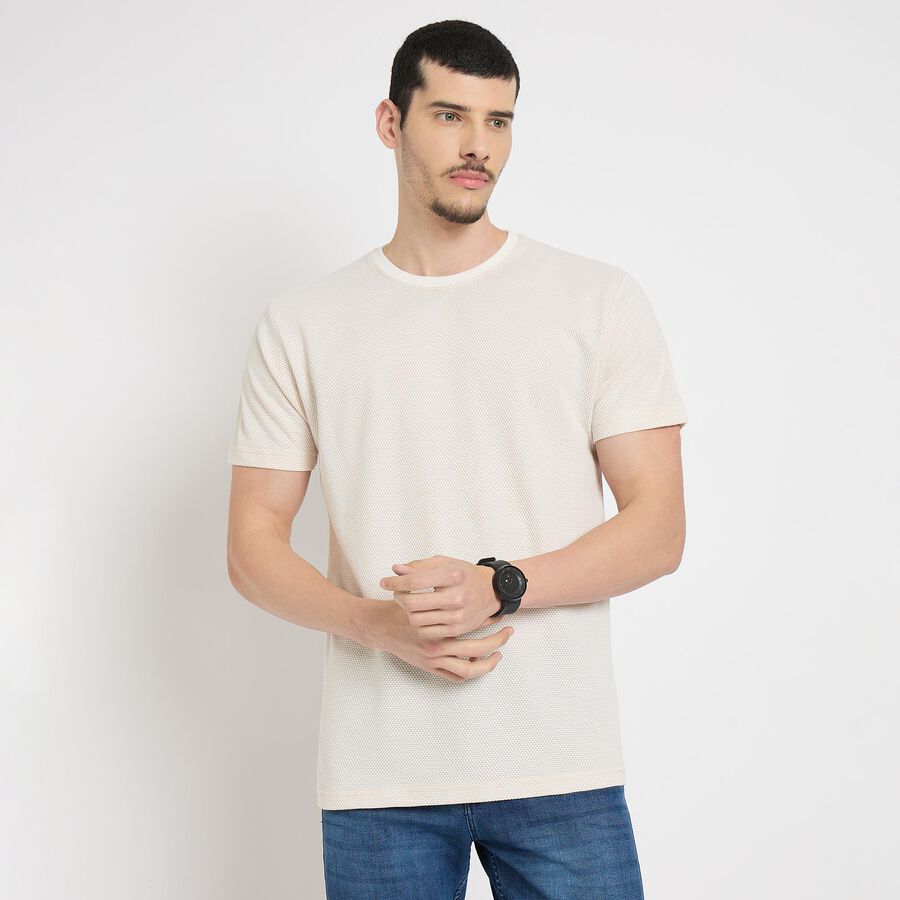 Men's Round Neck Half Sleeves T-Shirt , गहरा पीला, large