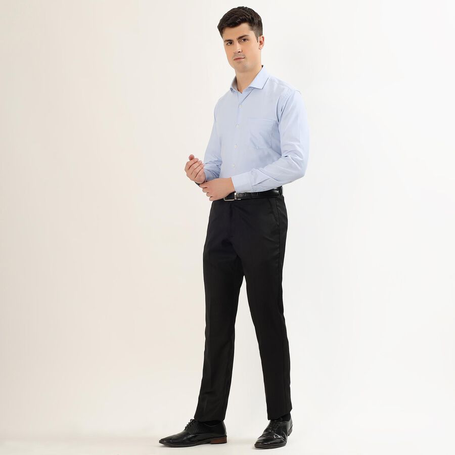 Men's Jet Black Slim Fit Formal Trousers, काला, large image number null