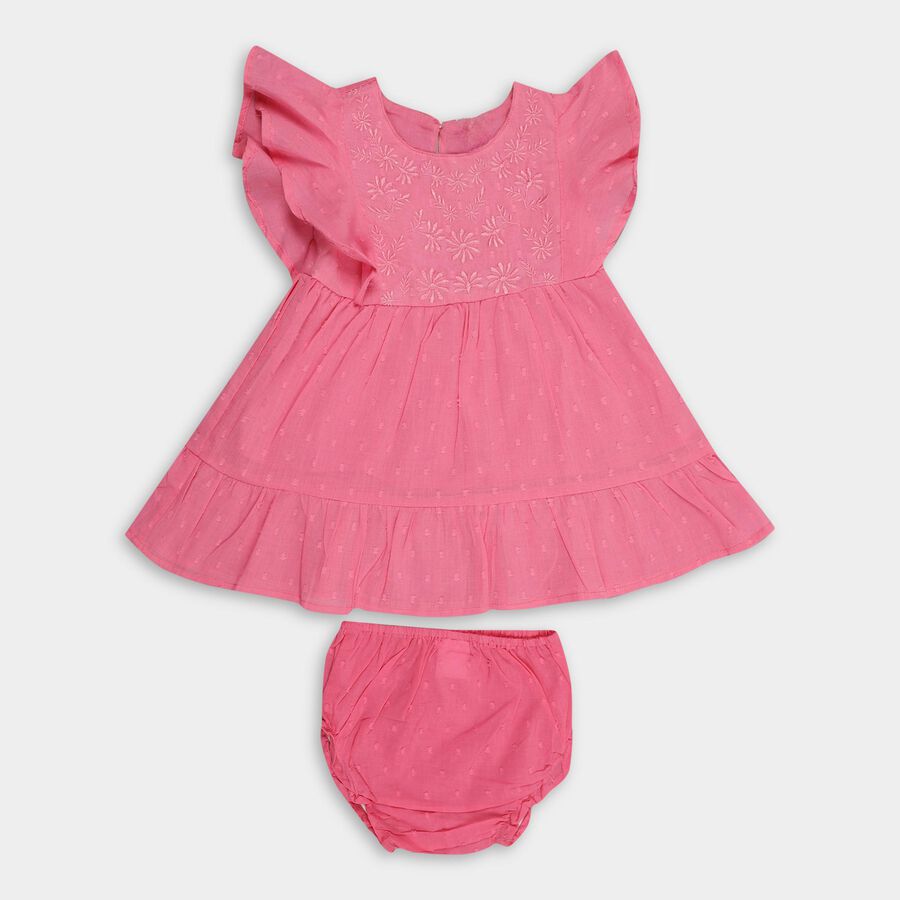 Infant Girls' 100% Cotton Frock , गुलाबी, large image number null