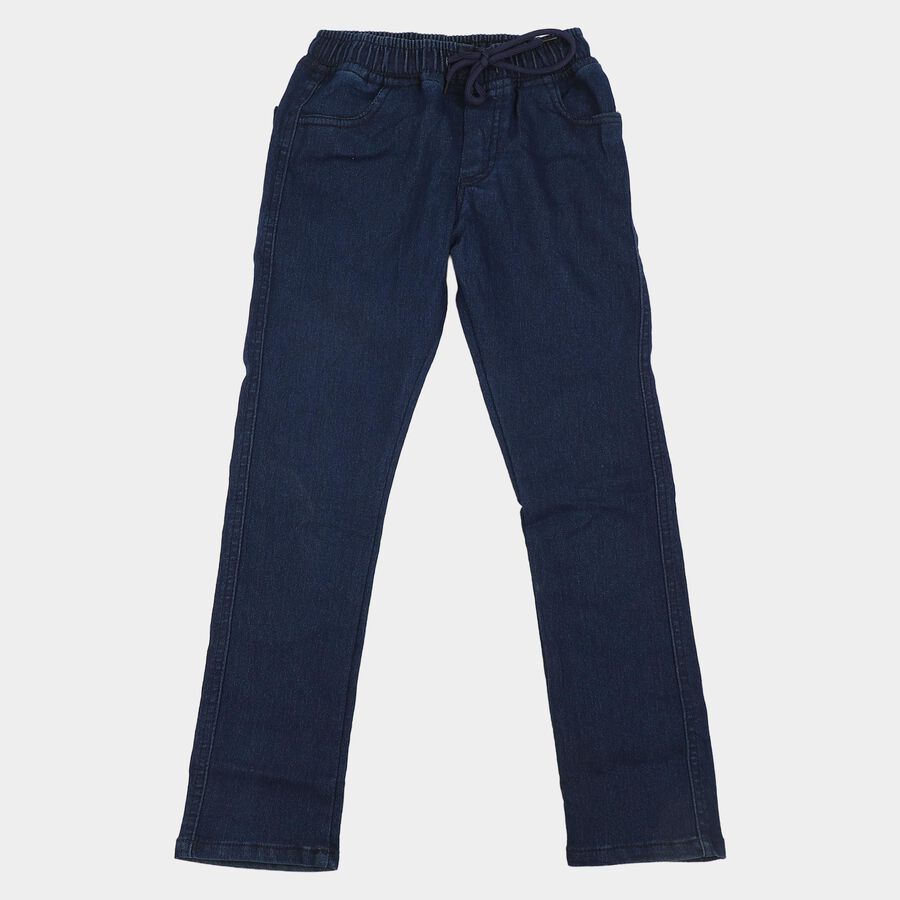 Boys' Navy Blue Regular Fit Classic Jeans, गहरा नीला, large