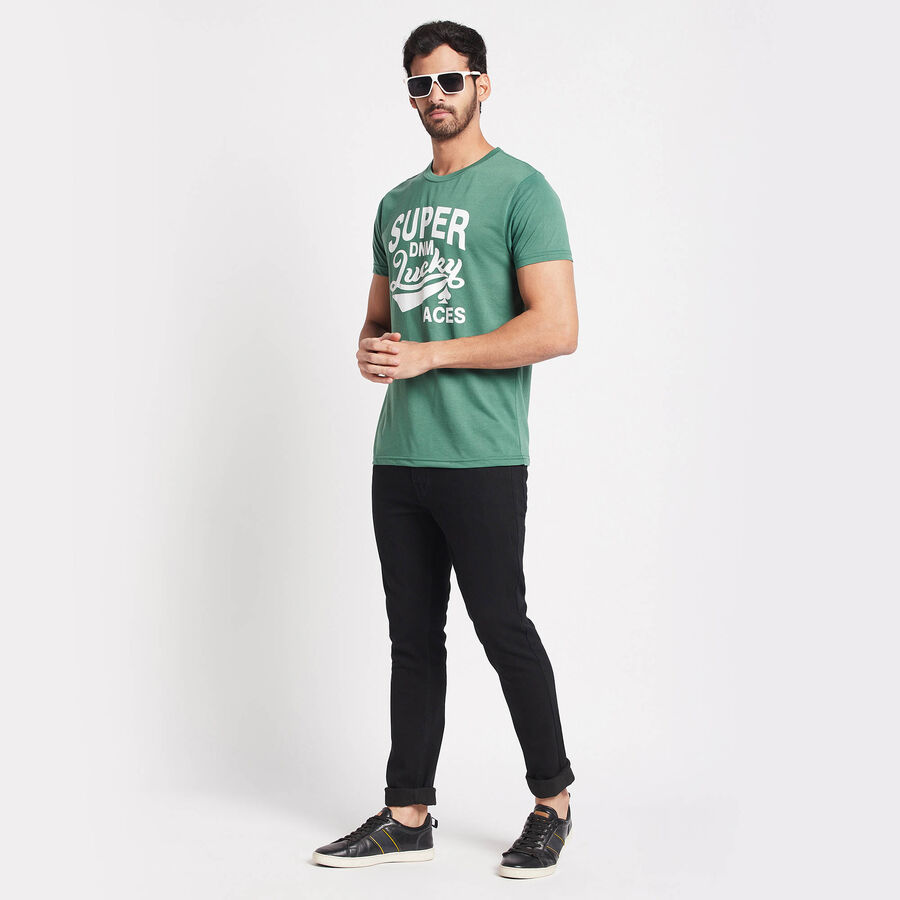 राउंड नेक टी-शर्ट, गहरा हरा, large image number null