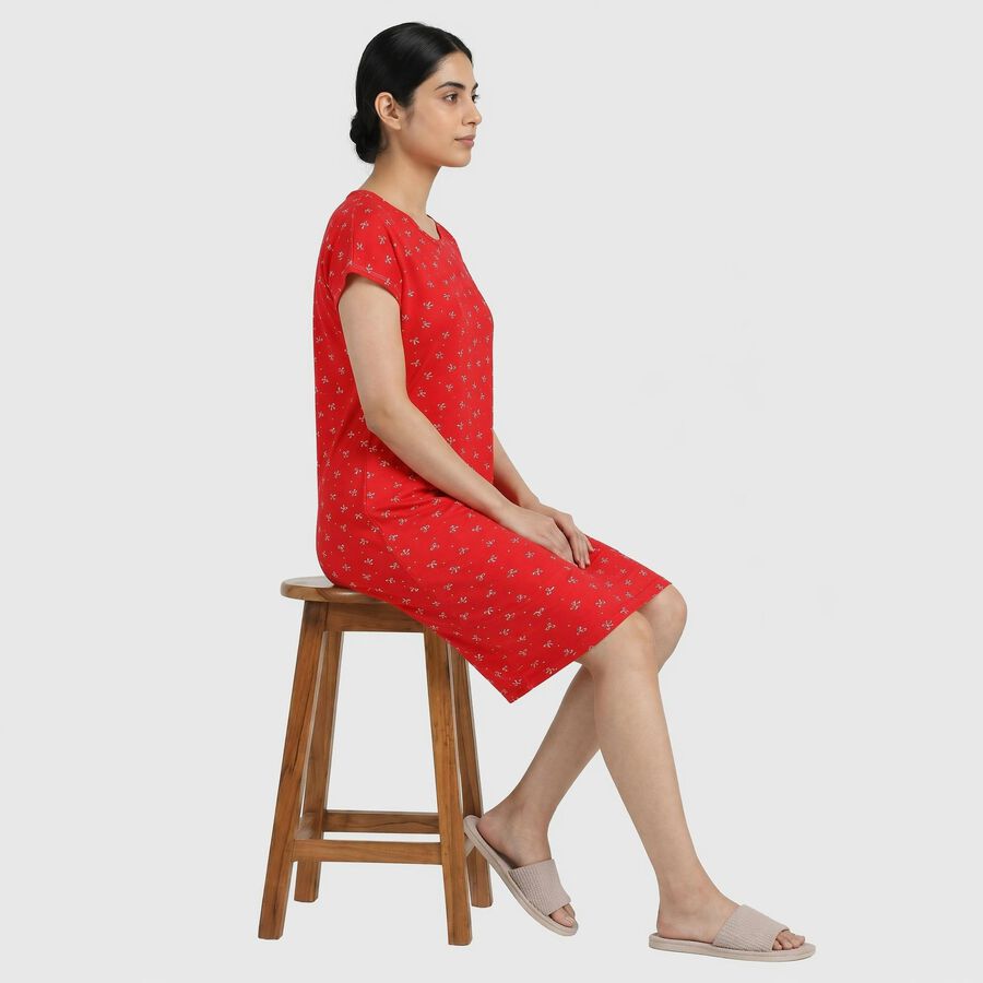 Women's Red Minimalist Nighty, लाल, large